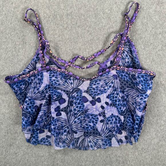 Maaji Sheer Cami Swim Top Women's Large Purple Floral Strappy Crossover - Picture 6 of 6
